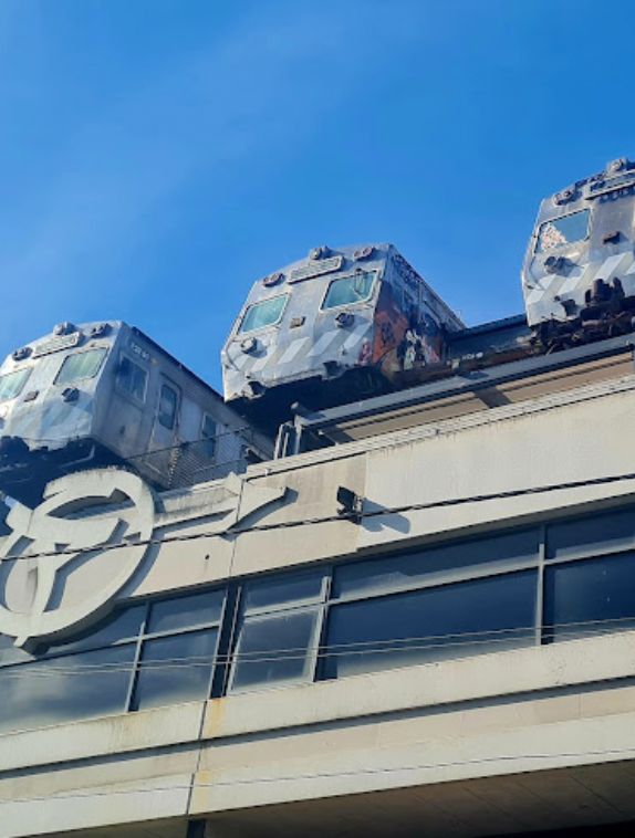 Easey’s venue with Melbourne train carriages above